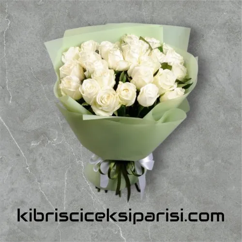 25 Beyaz Gül Buketi