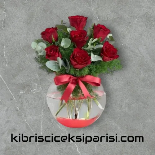 Akvaryumda 7 Kırmızı Gül