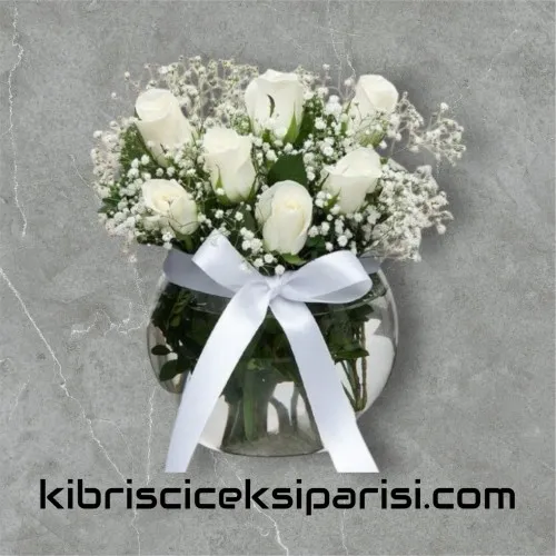 Akvaryumda 7 Beyaz Gül