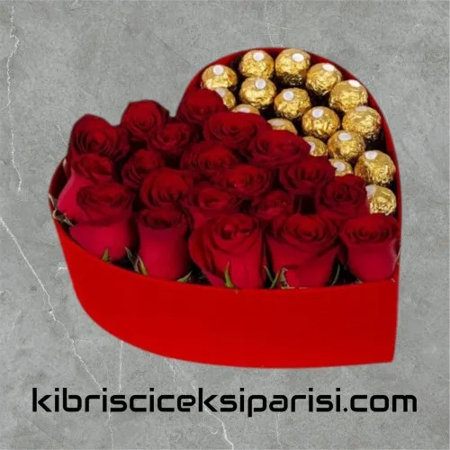 Kutuda 20 Kırmızı Gül 15 Çikolata