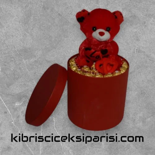 Büyük Boy Silindir Kutuda 1 Büyük Ayıcık ve 15 Çikolata